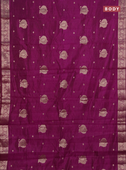 Semi raw silk saree purple with allover zari woven buttas and zari woven border
