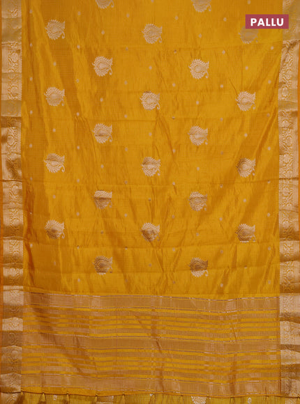 Semi raw silk saree mango yellow with allover zari woven buttas and zari woven border