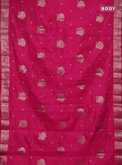 Semi raw silk saree pink with allover zari woven buttas and zari woven border