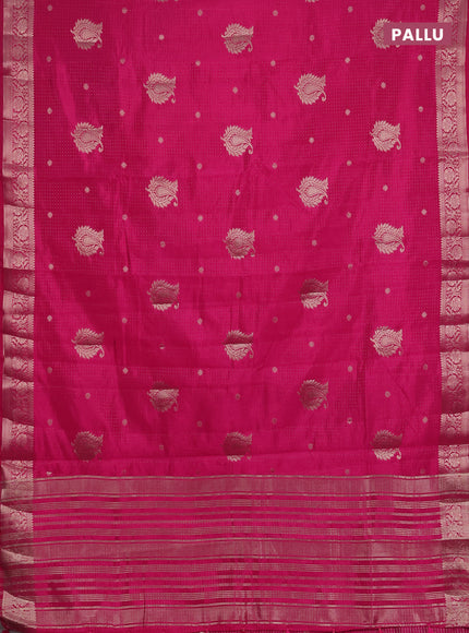 Semi raw silk saree pink with allover zari woven buttas and zari woven border