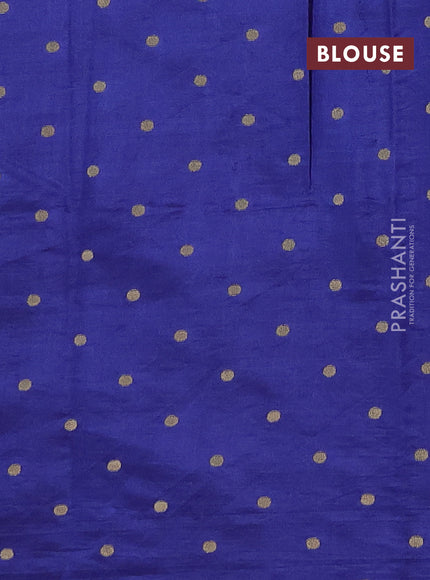 Semi raw silk saree blue with allover zari woven buttas and zari woven border