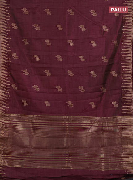 Semi raw silk saree wine shade with zari woven buttas and zari woven border