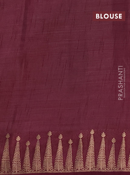 Semi raw silk saree wine shade with zari woven buttas and zari woven border