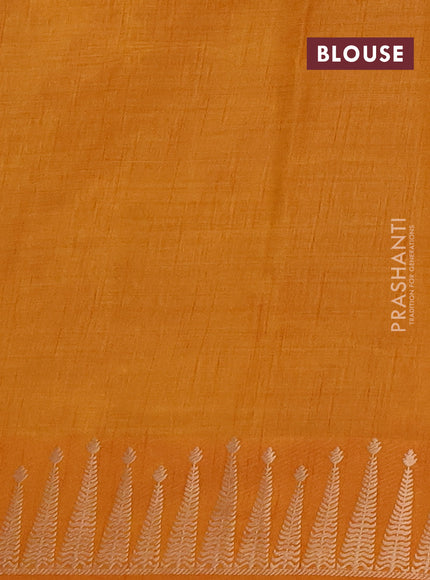 Semi raw silk saree mustard yellow with zari woven buttas and zari woven border