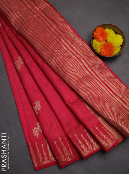 Semi raw silk saree pink with zari woven buttas and zari woven border