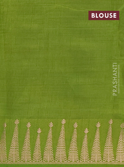 Semi raw silk saree light green with zari woven buttas and zari woven border