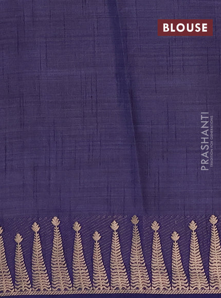 Semi raw silk saree navy blue with zari woven buttas and zari woven border