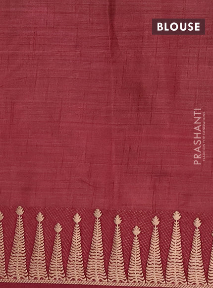 Semi raw silk saree maroon with zari woven buttas and zari woven border