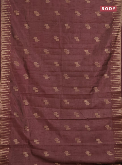 Semi raw silk saree brown with zari woven buttas and zari woven border