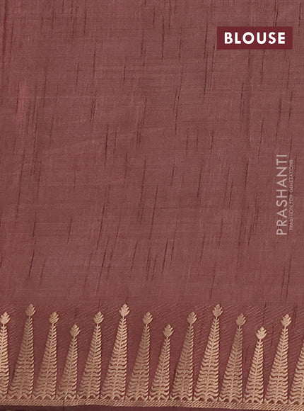 Semi raw silk saree brown with zari woven buttas and zari woven border