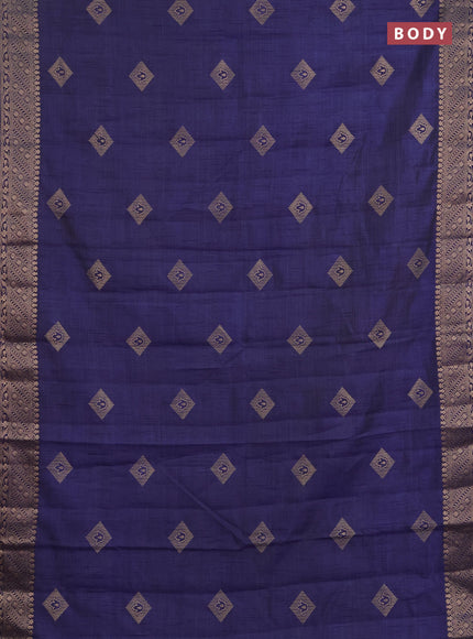 Semi raw silk saree blue with zari woven geometric buttas and zari woven border