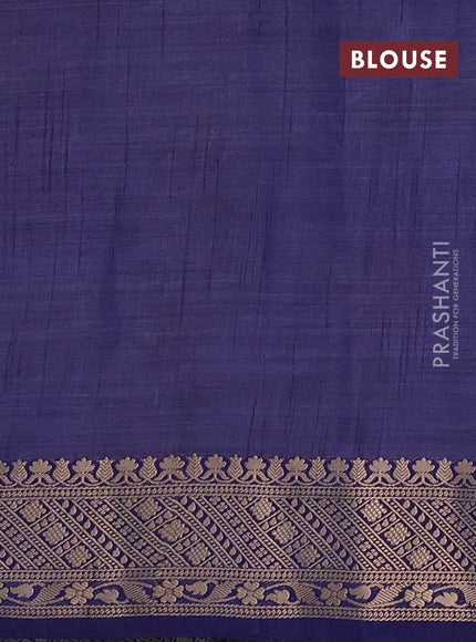 Semi raw silk saree blue with zari woven geometric buttas and zari woven border