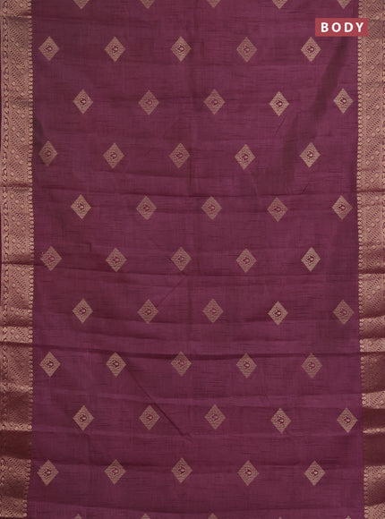 Semi raw silk saree wine shade with zari woven geometric buttas and zari woven border