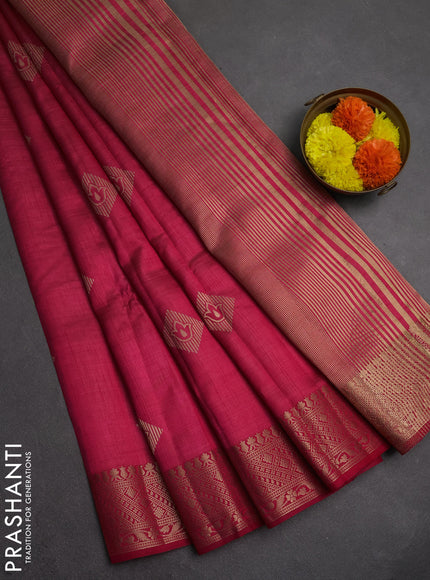 Semi raw silk saree pink with zari woven geometric buttas and zari woven border