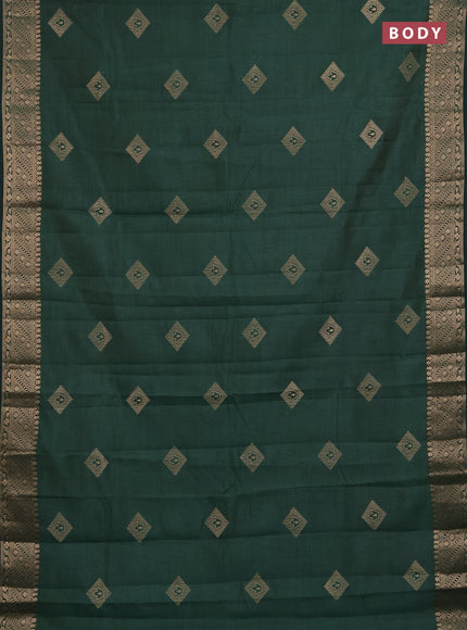 Semi raw silk saree green with zari woven geometric buttas and zari woven border