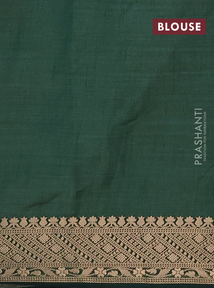 Semi raw silk saree green with zari woven geometric buttas and zari woven border
