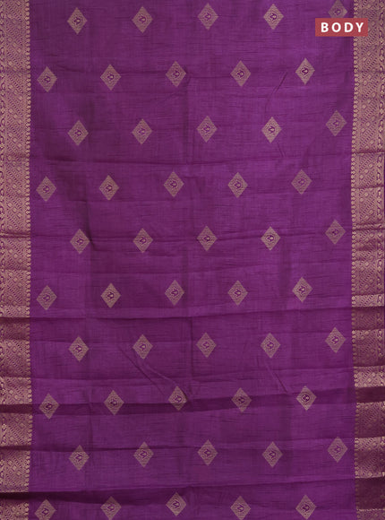 Semi raw silk saree purple with zari woven geometric buttas and zari woven border