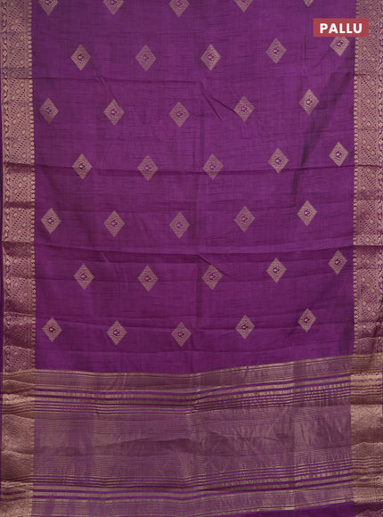 Semi raw silk saree purple with zari woven geometric buttas and zari woven border