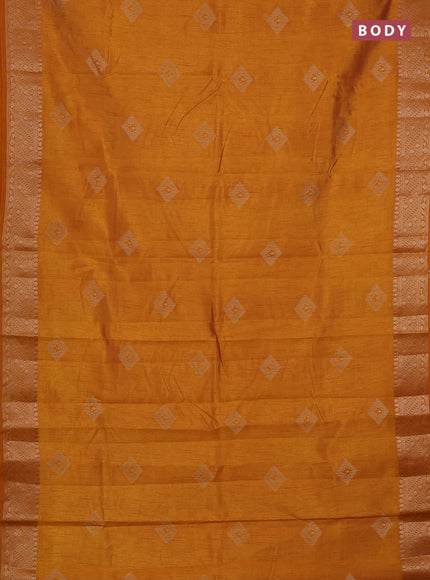 Semi raw silk saree mustard yellow with zari woven geometric buttas and zari woven border
