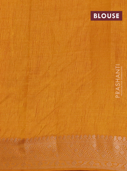 Semi raw silk saree mustard yellow with zari woven geometric buttas and zari woven border