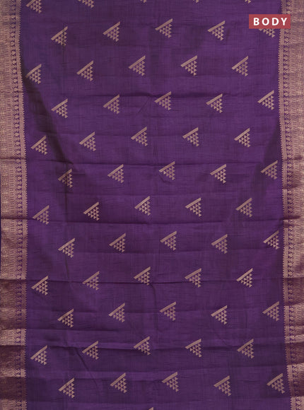 Semi raw silk saree purple with zari woven geometric buttas and zari woven border