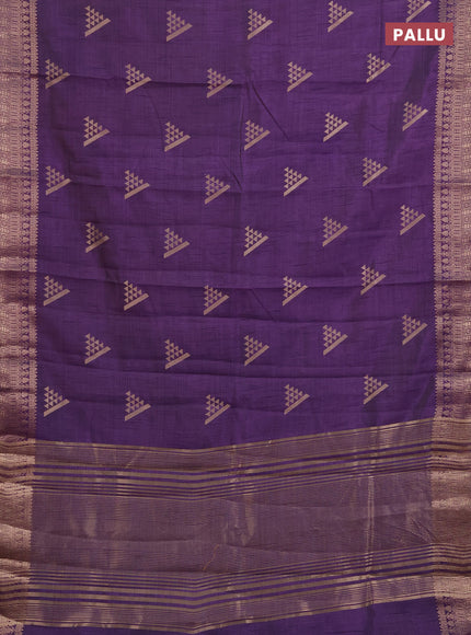 Semi raw silk saree purple with zari woven geometric buttas and zari woven border