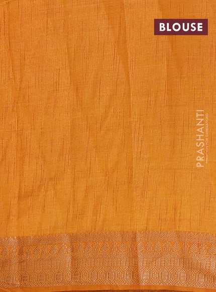 Semi raw silk saree mustard yellow with zari woven geometric buttas and zari woven border