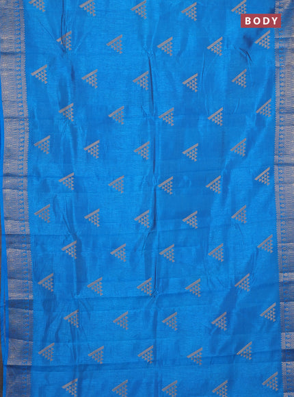 Semi raw silk saree blue with zari woven geometric buttas and zari woven border