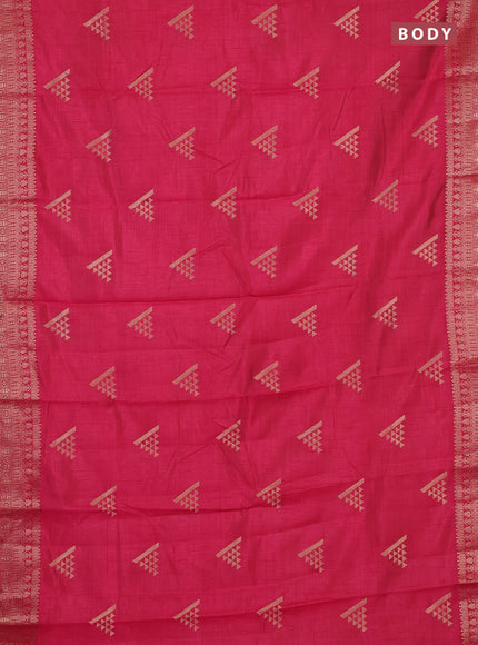Semi raw silk saree pink with zari woven geometric buttas and zari woven border