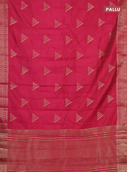 Semi raw silk saree pink with zari woven geometric buttas and zari woven border
