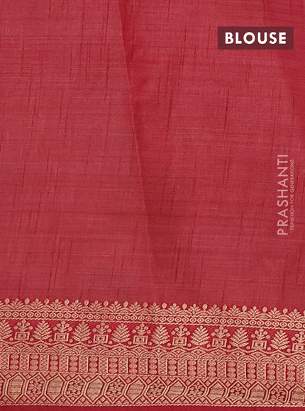 Semi raw silk saree maroon with zari woven geometric buttas and zari woven border