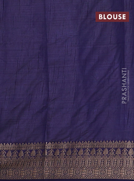 Semi raw silk saree navy blue with zari woven geometric buttas and zari woven border