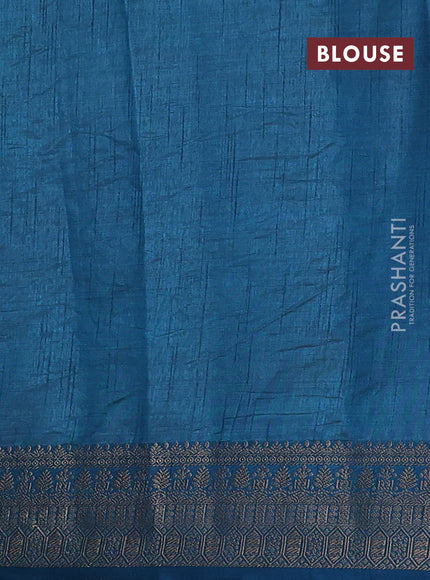 Semi raw silk saree cs blue with zari woven geometric buttas and zari woven border