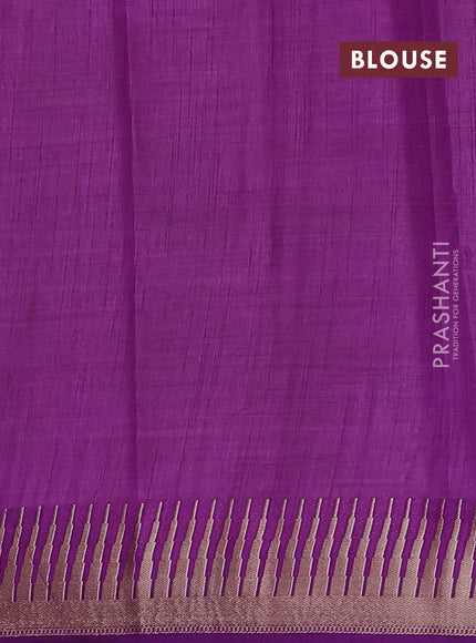 Semi raw silk saree purple with zari woven buttas and temple design zari woven border