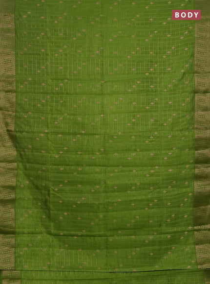 Semi raw silk saree light green with allover zari checks & buttas and zari woven border