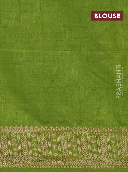 Semi raw silk saree light green with allover zari checks & buttas and zari woven border