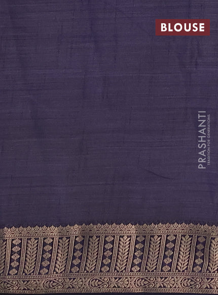 Semi raw silk saree navy blue with allover zari checks & buttas and zari woven border