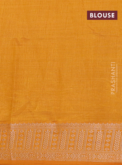 Semi raw silk saree mustard yellow with allover zari checks & buttas and zari woven border