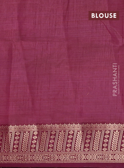 Semi raw silk saree wine shade with allover zari checks & buttas and zari woven border