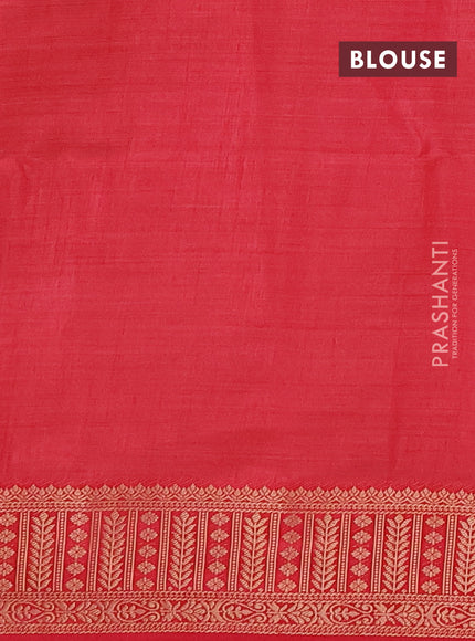 Semi raw silk saree reddish pink with allover zari checks & buttas and zari woven border
