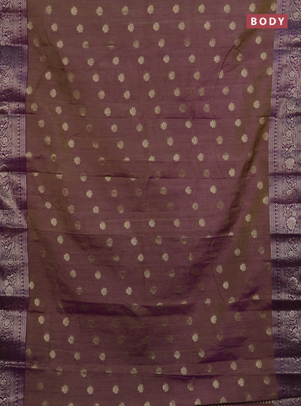 Semi raw silk saree dual tone greenish violet and violet with zari woven buttas and zari woven border