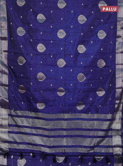 Semi raw silk saree blue with zari woven buttas and zari woven border