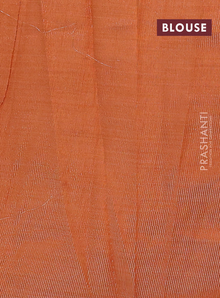 Semi raw silk saree orange with zari woven buttas and zari woven border
