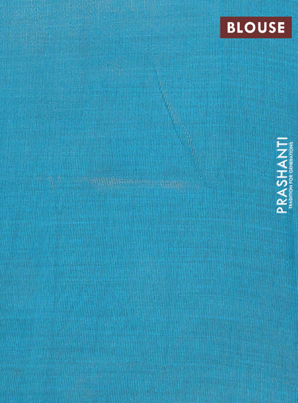 Semi raw silk saree teal blue with zari woven buttas and zari woven border