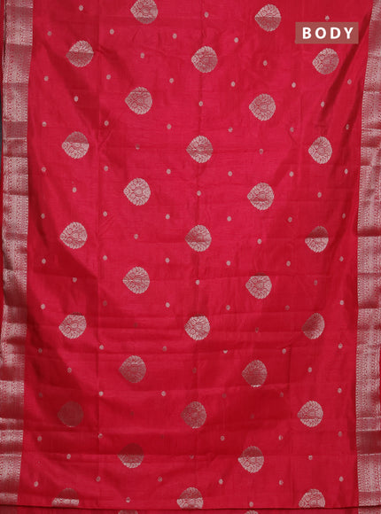 Semi raw silk saree pink with zari woven buttas and zari woven border