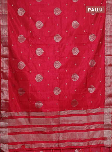 Semi raw silk saree pink with zari woven buttas and zari woven border