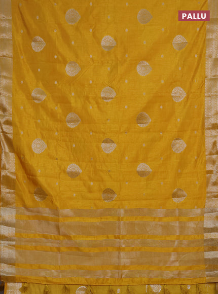 Semi raw silk saree yellow with zari woven buttas and zari woven border