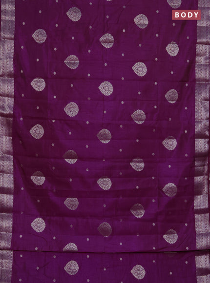 Semi raw silk saree purple with zari woven buttas and zari woven border