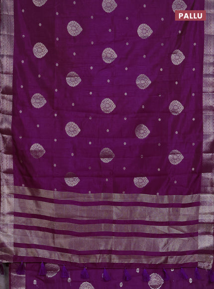 Semi raw silk saree purple with zari woven buttas and zari woven border