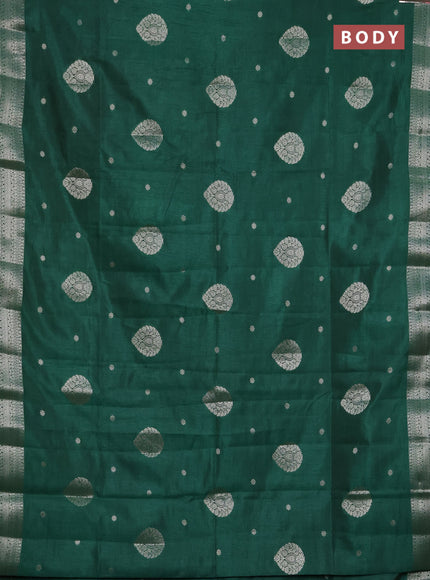 Semi raw silk saree green with zari woven buttas and zari woven border